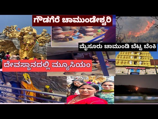 ಗೌಡಗೆರೆ ಚಾಮುಂಡೇಶ್ವರಿ  ದೇವಸ್ಥಾನದಲ್ಲಿ ಮ್ಯೂಸಿಯಂ ಮೈಸೂರು ಚಾಮುಂಡಿ ಬೆಟ್ಟ ಬೆಂಕಿ#shravanyagowda