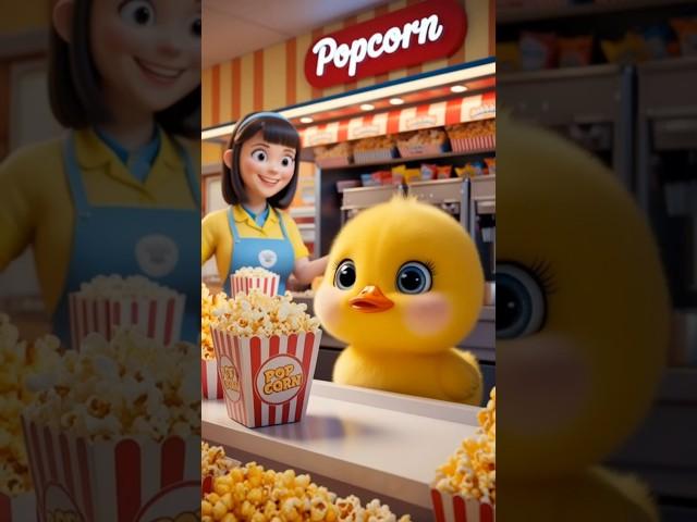 The Little Duck's Popcorn Surprise!#shotrs #duck #cute #cuteanimals #cartoon
