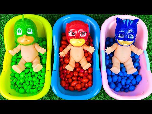 Oddly Satisfying Video | Full of 3 Rainbow BathTubs Candy with M&M's & Magic Slime | Cutting ASMR