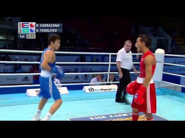 Men's Bantam (56kg) - Quarter Final - Robeisy CARRAZANA  (CUB) vs Kairat YERALIYEV (KAZ)