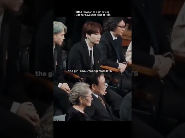 SUGA's reaction to a girl saying he's her favourite type of man 