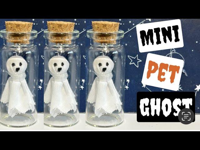  DIY Miniature PET GHOST in a BOTTLE/JAR  for Barbie Dolls. Mini Halloween Craft Tutorial