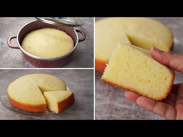 Vanila Sponge Cake in Curry Pan | No Mould No Oven Soft Spongy Vanilla Cake Recipe | Yummy