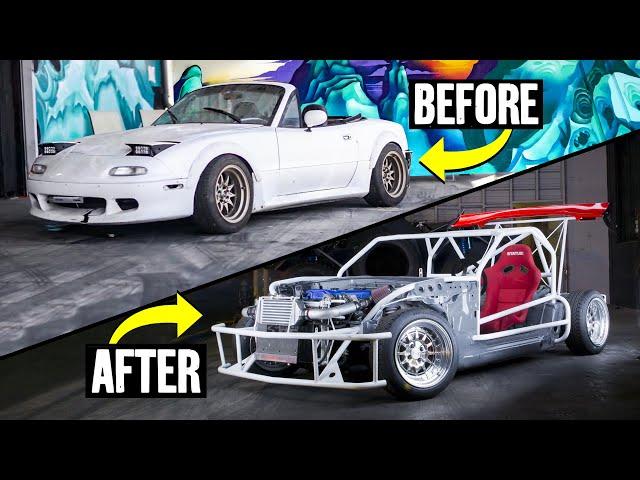 Building a Miata Kart in 12 Minutes: $200 Junker to 300hp Supercharged Mazda Exo-cart Shredder