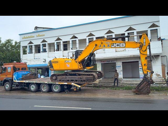 JCB JS215 Excavator Unloading from Truck for Old Lodge Demolition in Kovilpatti | jcb video