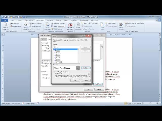 Microsoft Word - Heading formatting and table of contents