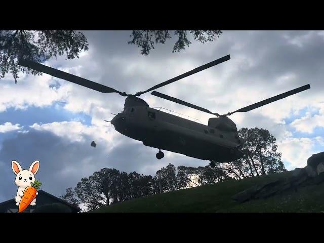 CH47 lands on RABBIT! Little Switzerland NC, Hurricane Helene Aftermath