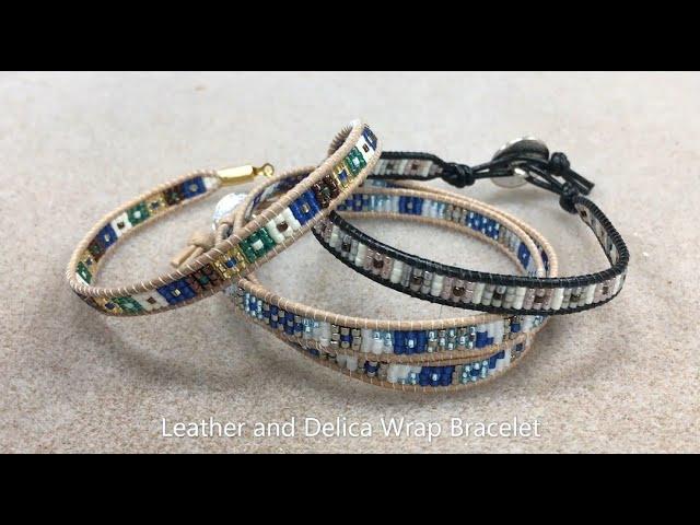 Leather and Delica Wrap Bracelet