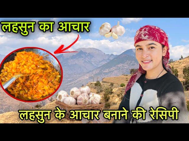 घर पर बनाया बाज़ार से स्वादिष्ठ लहसुन  का आचार || Pahadi lifestyle Vlog || Girl from North