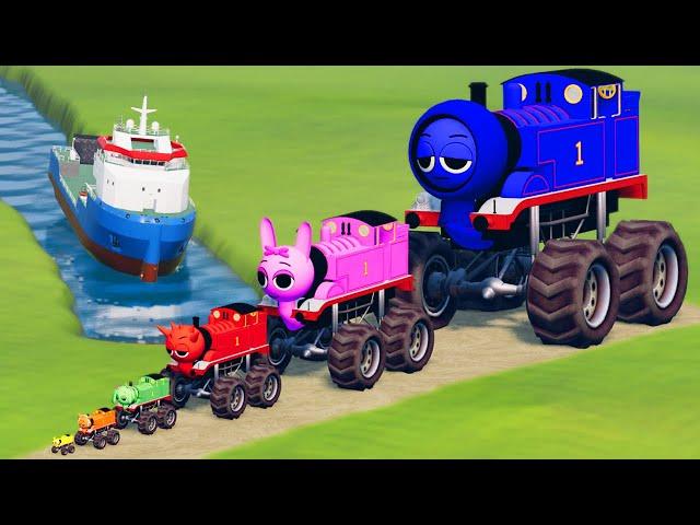 Big & Small Monster Truck Incredibox Sprunki the Train vs Giant Ship | BeamNG.Drive