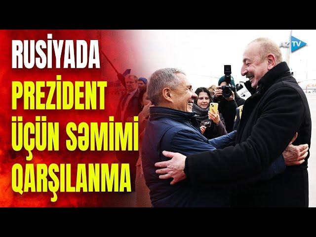 Prezident İlham Əliyev Rusiyada belə qarşılandı: hava limanından GÖRÜNTÜLƏR