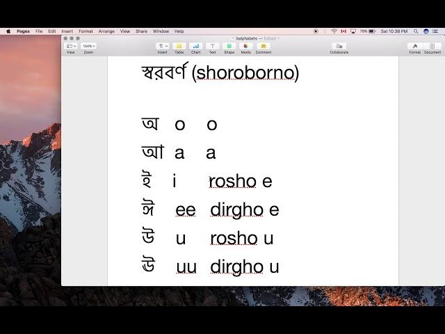 Bangla Alphabet Lesson 1 - VOWELS (SHOROBORNO)
