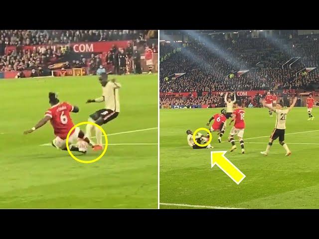 Paul Pogba TWO-FOOTED red card challenge on Naby Keita (Broken leg?) and FURIOUS fan reaction