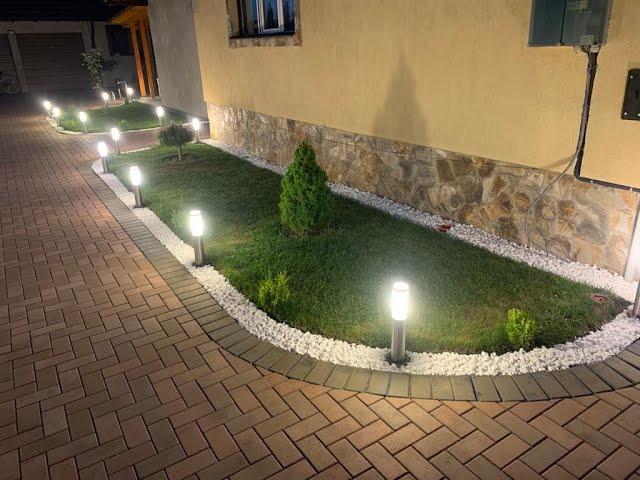 Amenajare curte cu piatra alba decorativa Thassos.