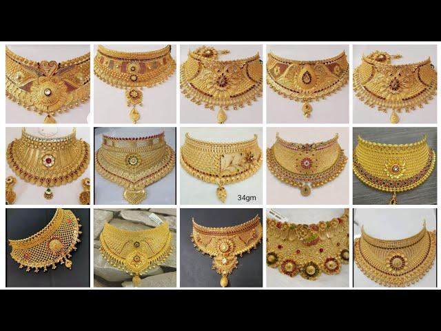 Latest Gold Choker Necklace Designs 2024//gold necklace set design/#chokernecklace.