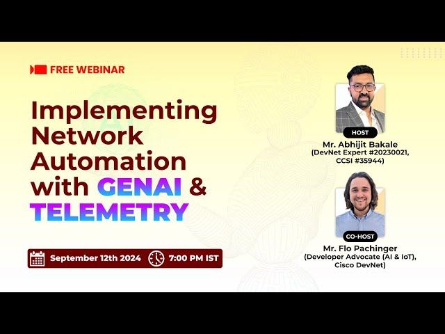 Live Free Webinar: Implementing Network Automation with GenAI & Telemetry | 12th Sept at 7 PM IST