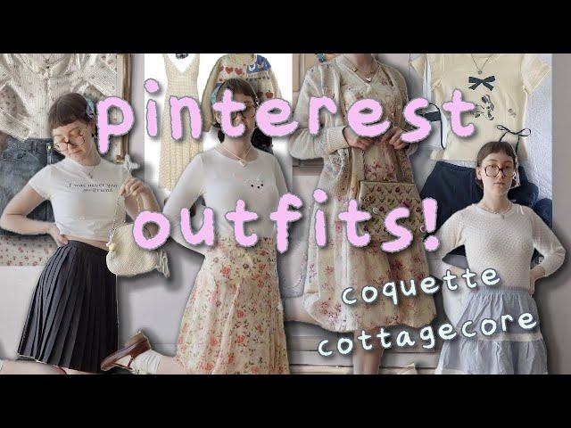 recreating pinterest outfits from my closet  cottagecore, coquette, thrifted, spring 2024 outfits 