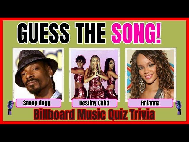  MUSIC QUIZ VIDEO | Billboard Top Hits | Guess The Song | The Best Song Quiz | 