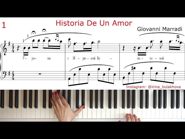 HISTORIA DE UN AMOR GIOVANNI MARRADI PIANO Tutorial Music Sheet How to play EASY ИСТОРИЯ ЛЮБВИ  Ноты