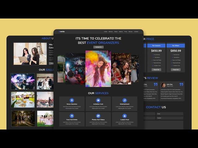 Complete Responsive Event Organizer Website Design Using HTML - CSS - Javascript || Step By Step