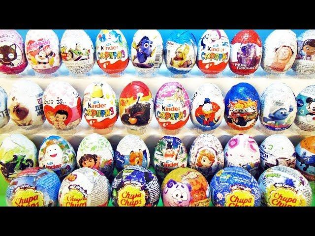 35 Киндер Сюрпризов, Unboxing Kinder Surprise Смешарики,Фиксики,Гадкий Я,Барби,Тролли,Маша и Медведь