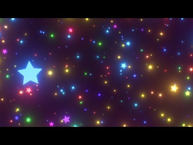 Flying in Field of Tiny Rotating Rainbow Star Shapes Neon Glow Lights 4K Moving Wallpaper Background