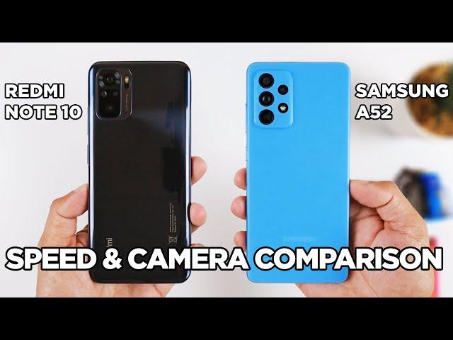 Redmi Note 10 vs Samsung A52 SPEED TEST & CAMERA Comparison | Zeibiz