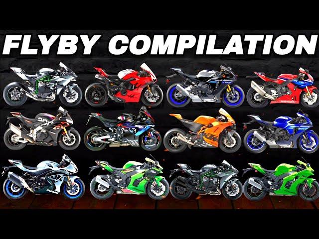 Flyby Compilation [H2R, Panigale V4R,H2, R1M, GSXR1000, RC8C,R1, ZX10R,CBR1000RRR, M1000RR, RSV4] 