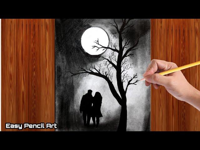 Drawing of nature | Couple Drawing | sketch of nature | drawing of couple | Pencil Drawing Easy