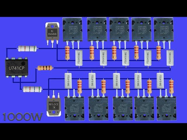 How to make Ultra Bass Powerful Amplifier 1000W with 10 Transistor and U741, DIY Ultra Bass