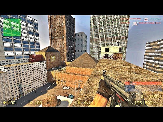 CS:Source - Zombie Survival Mod gameplay on Downtown map - PlagueFest