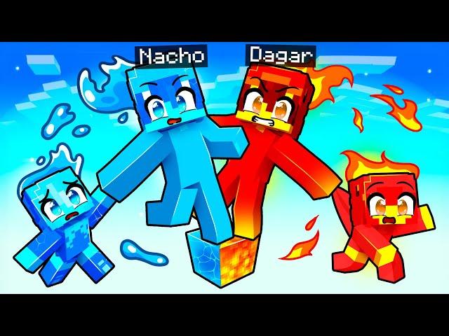 Jugando como Familia ELEMENTAL en UN BLOQUE en Minecraft