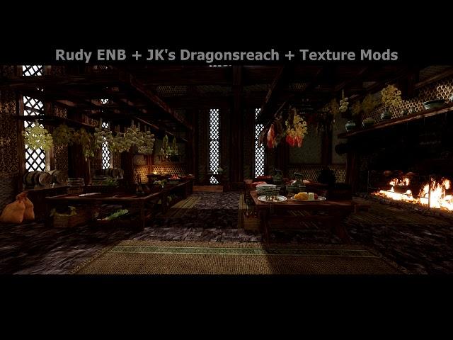 Skyrim SE - Dragonsreach Lighting Mod Comparison (ELFX, ELE, Window Shadows, Luminosity, Lux)