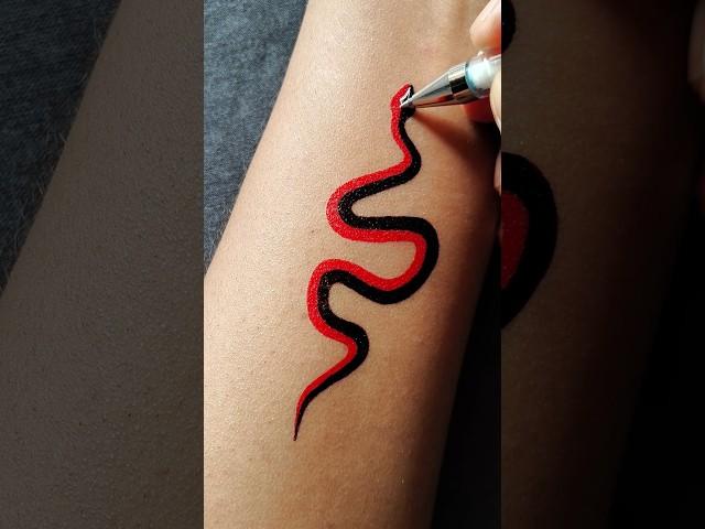 SLITHERING STYLE | Black & Red Snake Tattoo for Girls | Wrist Temporary Tattoo Idea....#art #tattoo