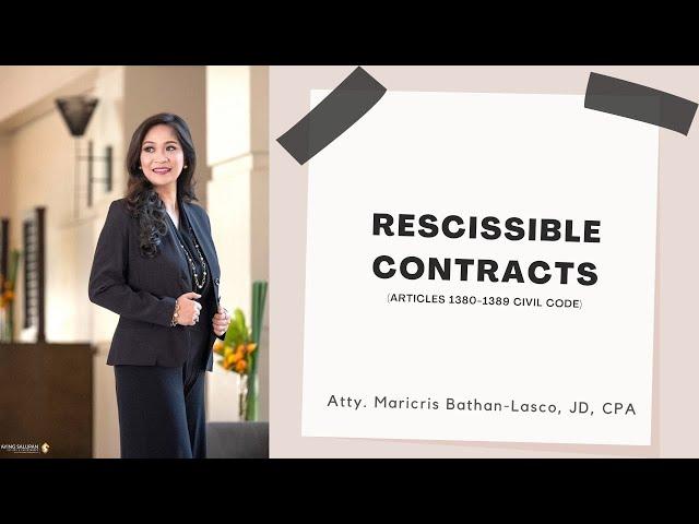 Rescissible Contracts | MBL Classroom