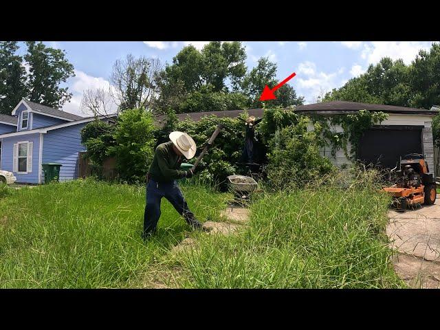 Extremely OVERGROWN yard HASN’T been cut in YEARS ! (satisfying house reveal)