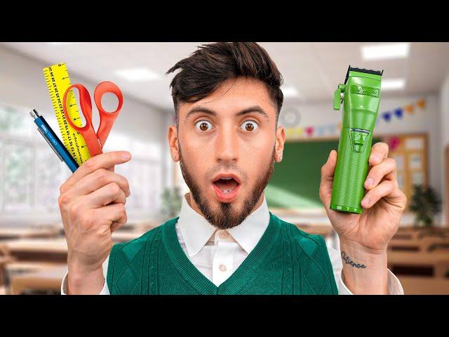 I GAVE A HAIRCUT ONLY USING SCHOOL SUPPLIES!