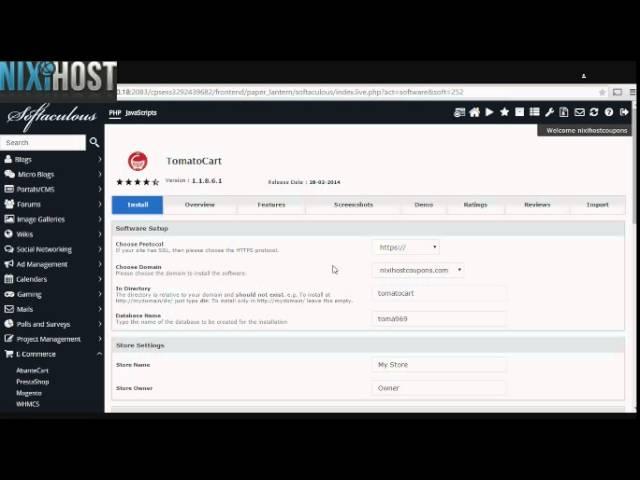 Installing TomatoCart with Softaculous in cPanel