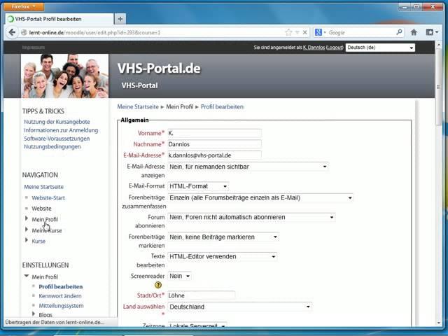 VHS-Portal - Profilbild hochladen