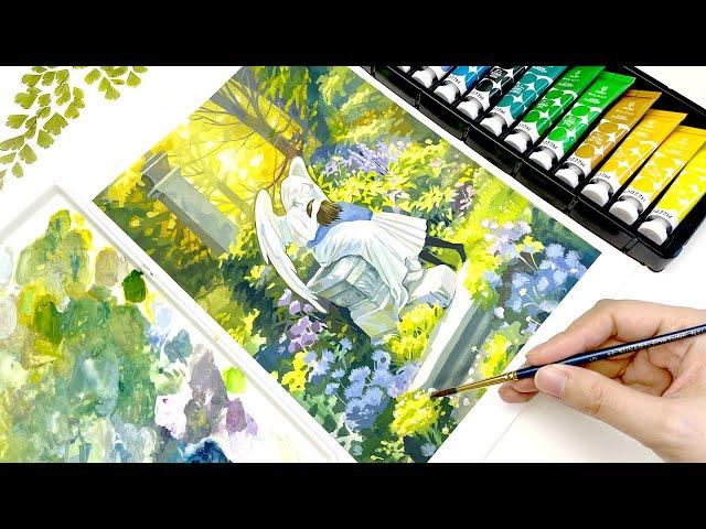 A Journey of Healing Through Therapy and Art｜Mental Health｜Relaxing Painting Video｜Gouache Process 