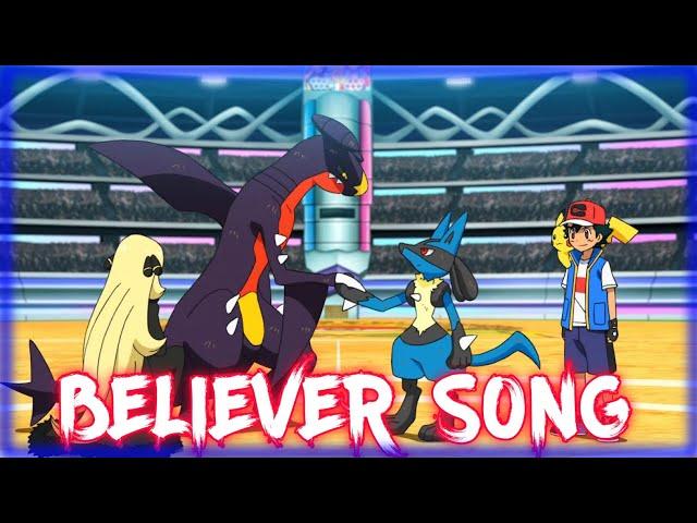 Ash Vs Cynthia Full Battle || Pokemon Journeys  || Believer Song || [ AMV ]