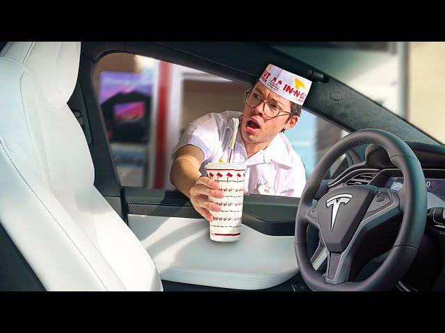 Sending Empty Tesla Autopilot Through Drive Thru!