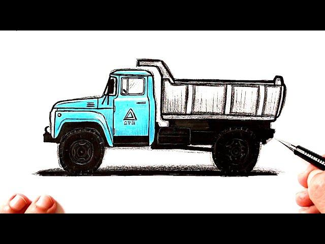 How to draw Dump Truck Zil 130 | Ehedov Elnur