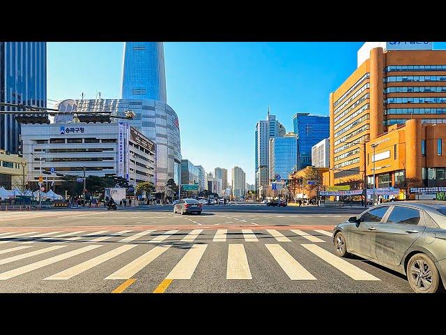 [4K] Driving Downtown Seoul  Apartments for Celebrities, JYP, Lotte World Tower POV