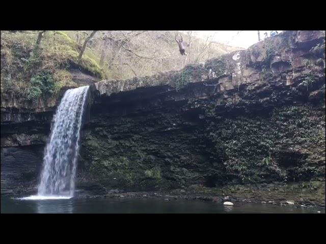 Wales Waterfall Jump in MARCH! Sgwd Gwladys (ladyfalls) Wild Swimming