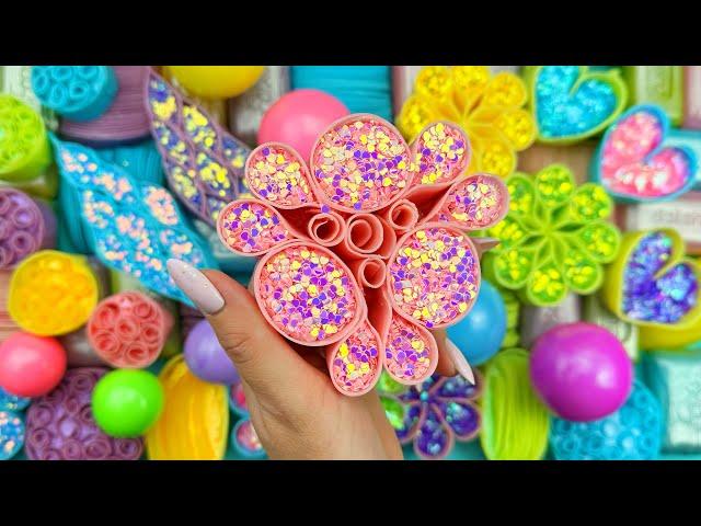 Relaxing ASMR Soap Art: Crushing Colorful Soap, Cutting cubes,Creating with Glitter Starch and Foam!