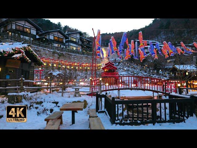 Japanese Village in Korea Nijimori Studio Winter Festival Walk (4K)️