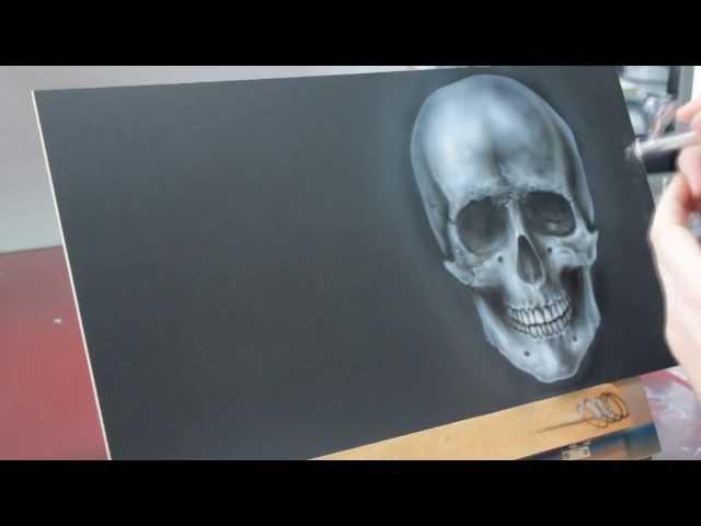 Iwata Neo CN Airbrush Speedpainting Videoanleitung detailreicher Totenkopf Skull (HowTo Tutorial)