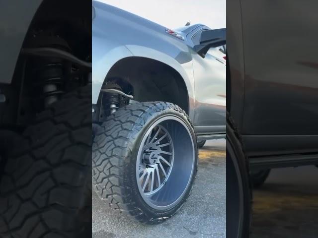Taking trailblazing to new heights with this lifted Chevy Trail Boss on 24” Arkon Off-Road wheels!