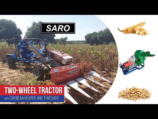 Two-Wheel Tractor with Soybean Reaper and Thresher